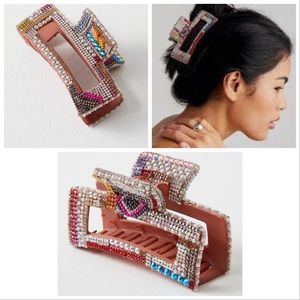 Free People Curried Myrrh Monet Crystal Embellished Stunning Claw Clip NEW
